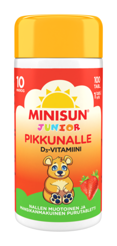 Minisun D-vitamiini Mansikka Nalle jr.10 mikrog