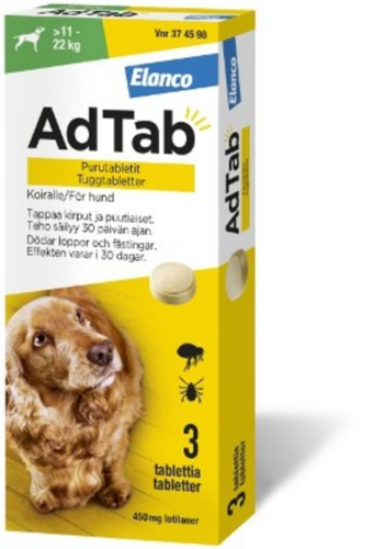 AdTab purutabletti 450 mg koiralle (> 11–22 kg) 3 fol
