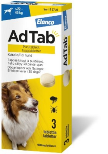 AdTab purutabletti 900 mg koiralle (> 22–45 kg) 3 fol